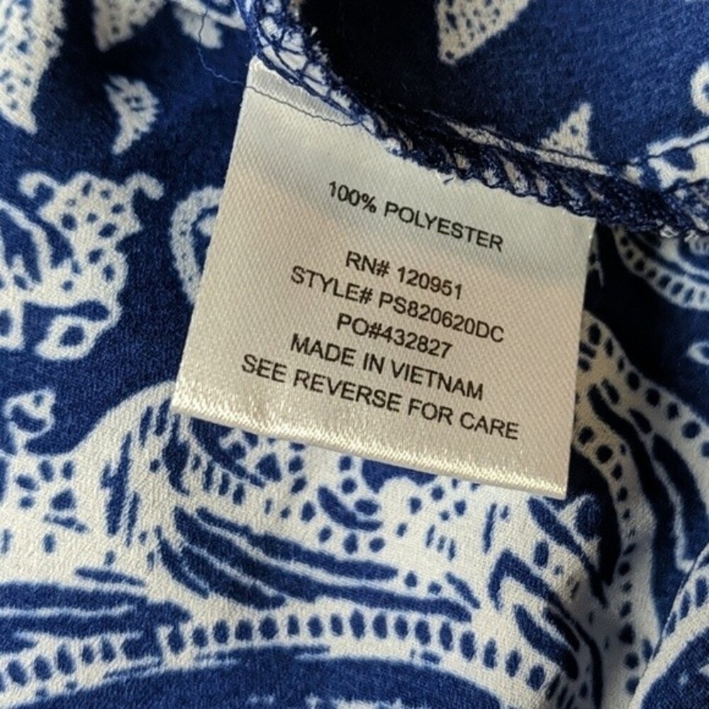 Pink Rose Tunic Top Long Sleeves Paisleys Boho Blue Navy S **NEW** - Picture 7 of 7